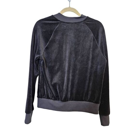 Nike black velour athletic zip up jacket with white embroidered logo. Size S. - Picture 2 of 5